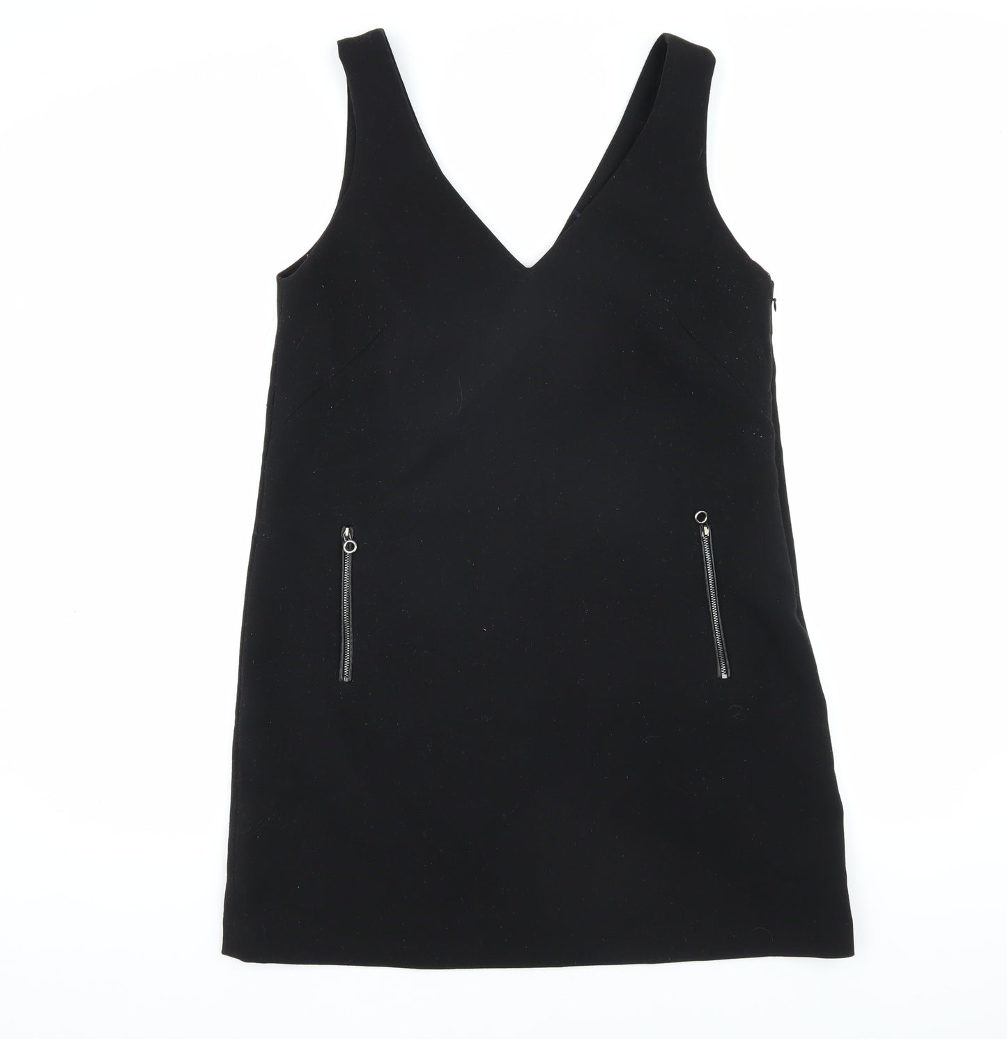 EDC Women's Black Pinafore Dress Size 10 with Zip Accents