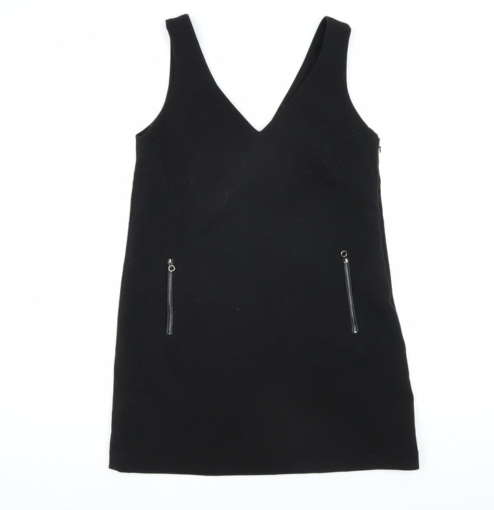 EDC Women's Black Pinafore Dress Size 10 with Zip Accents
