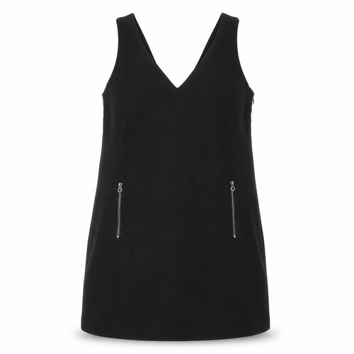 EDC Women's Black Pinafore Dress Size 10 with Zip Accents