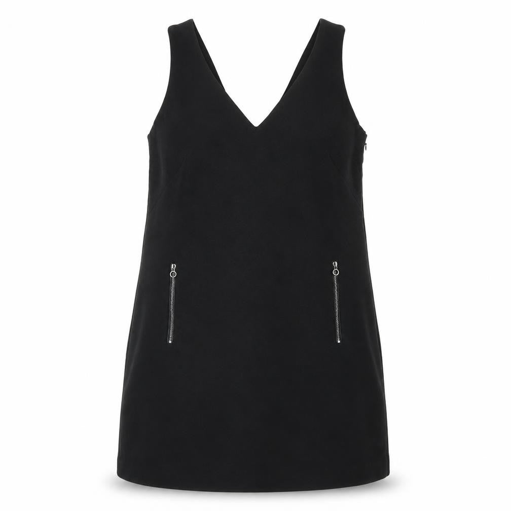 EDC Women's Black Pinafore Dress Size 10 with Zip Accents