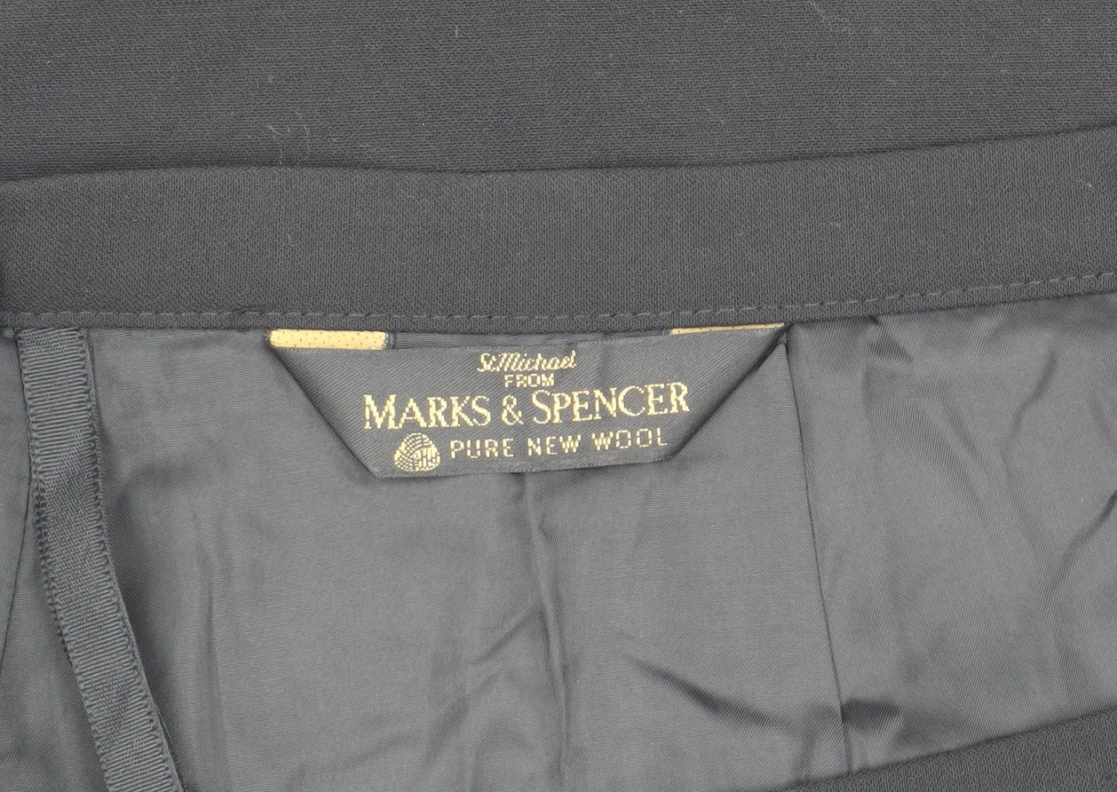 Marks and Spencer Women's Black Wool Pencil Skirt, Size 16