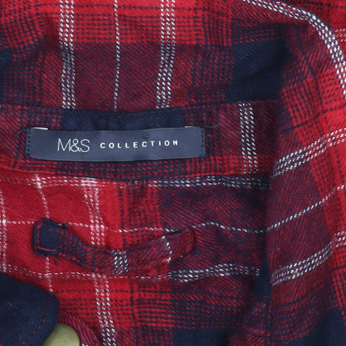 Marks & Spencer Women's Red Plaid Shirt Dress Size 14
