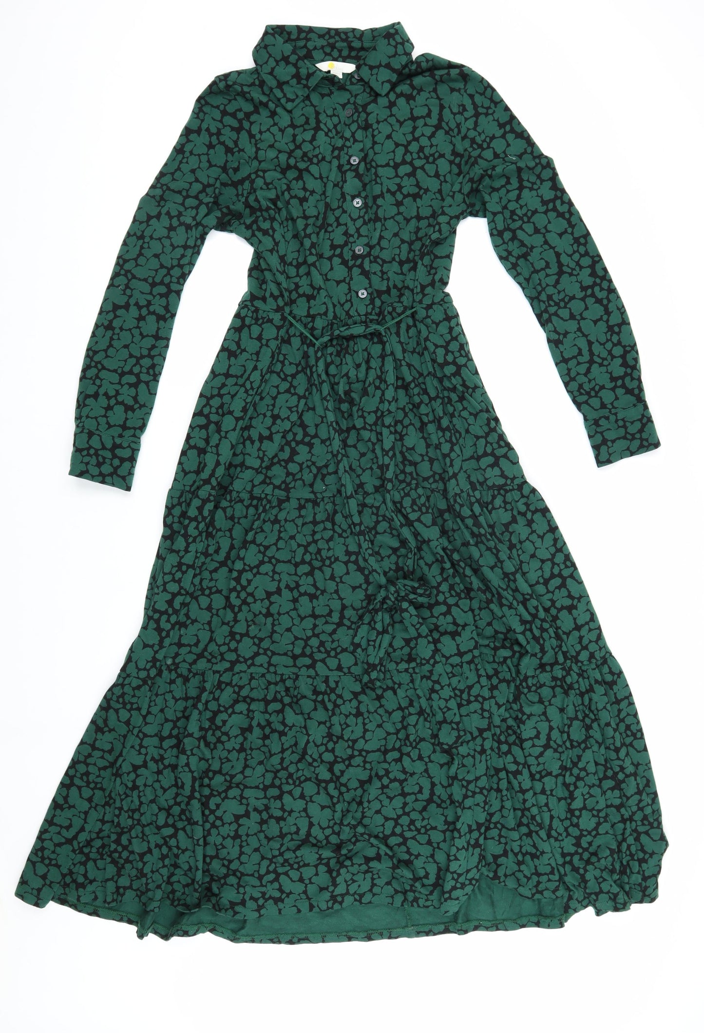 Boden Women's Green Floral Midi Shirt Dress - Size 10