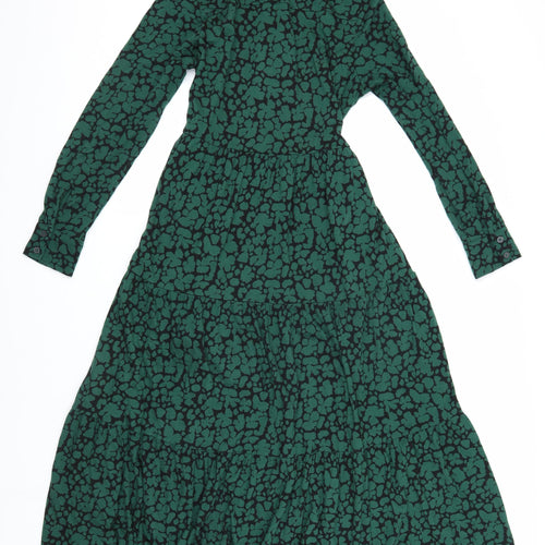 Boden Women's Green Floral Midi Shirt Dress - Size 10