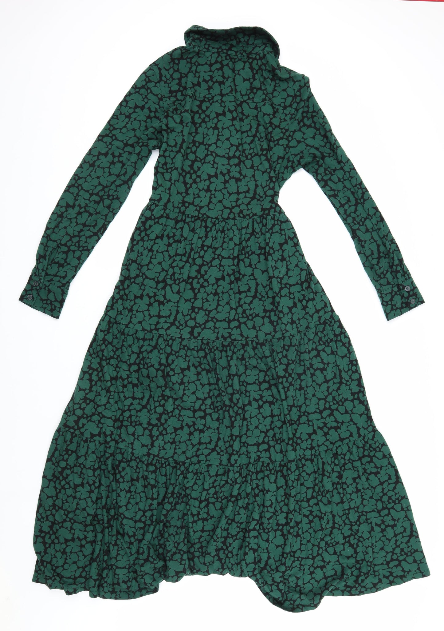 Boden Women's Green Floral Midi Shirt Dress - Size 10