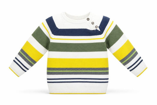 Front view of H&M unisex baby multicoloured striped pullover 12-18 months