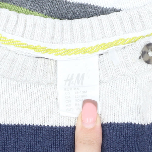 H&M Unisex Baby Multicoloured Striped Pullover 12-18 Months