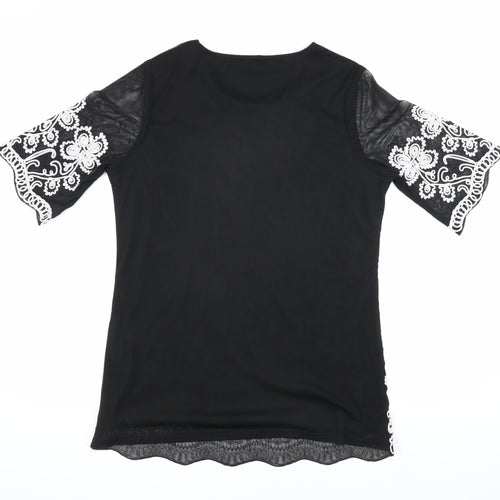 Anna Rose Women's Black Bell Sleeve Embroidered Blouse M