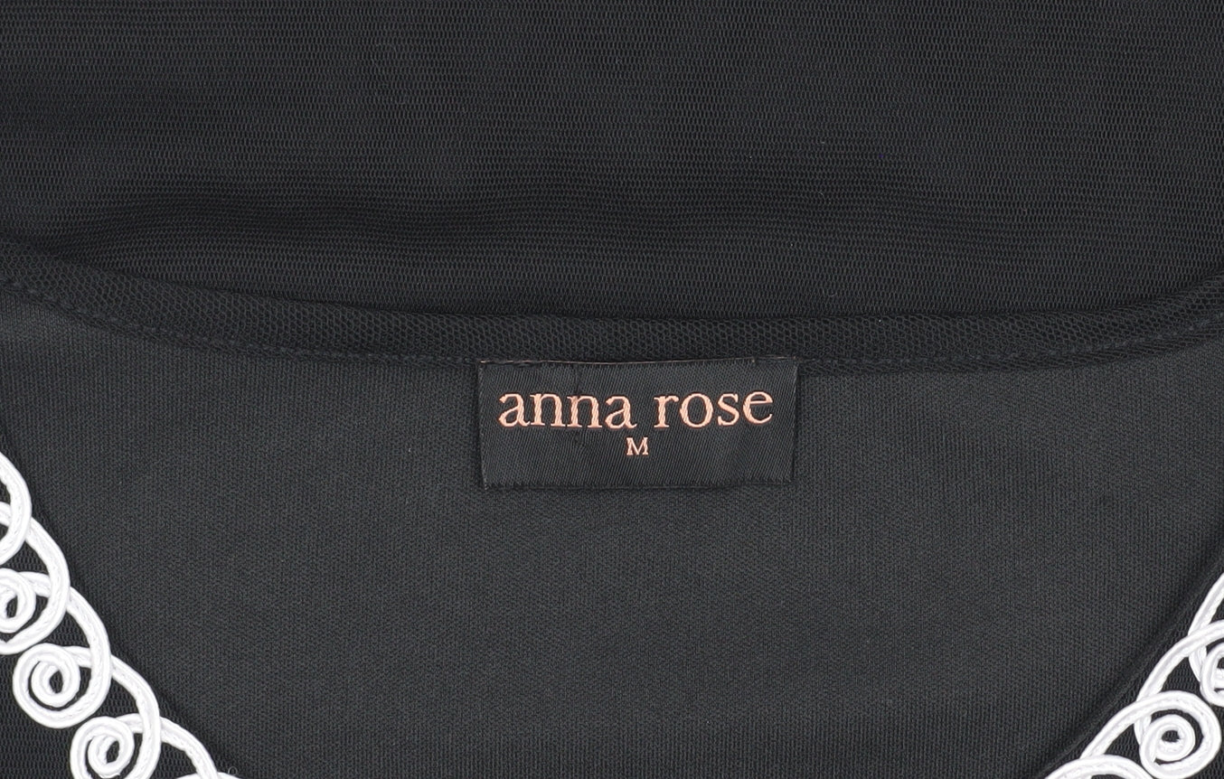 Anna Rose Women's Black Bell Sleeve Embroidered Blouse M