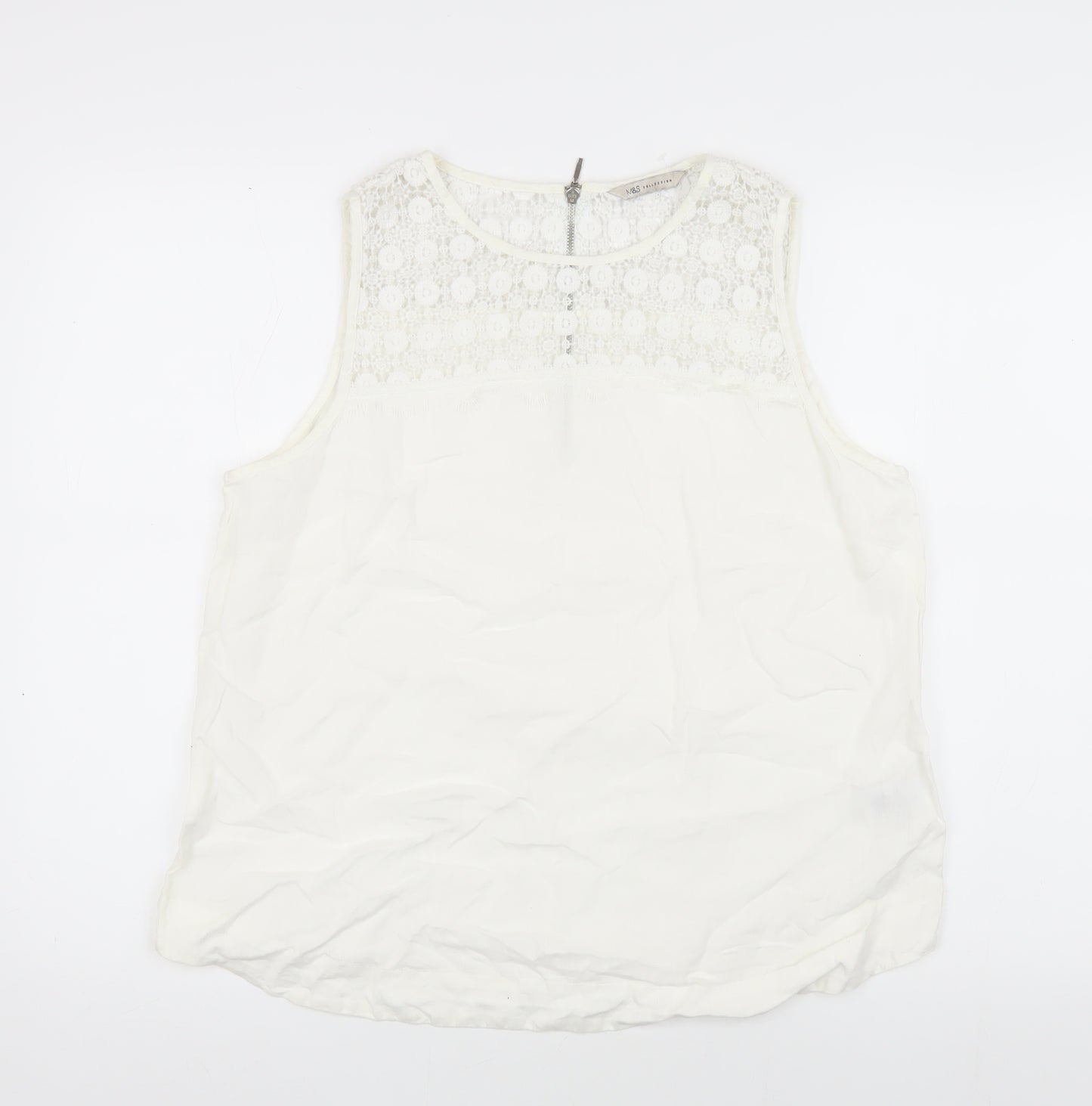 Marks and Spencer Women's White Lace Blouse UK 14