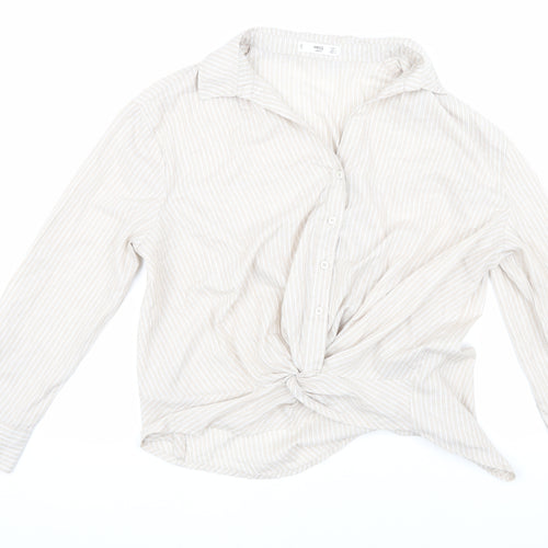 MNG Casual Women's Beige Button-Up Shirt, Size 4