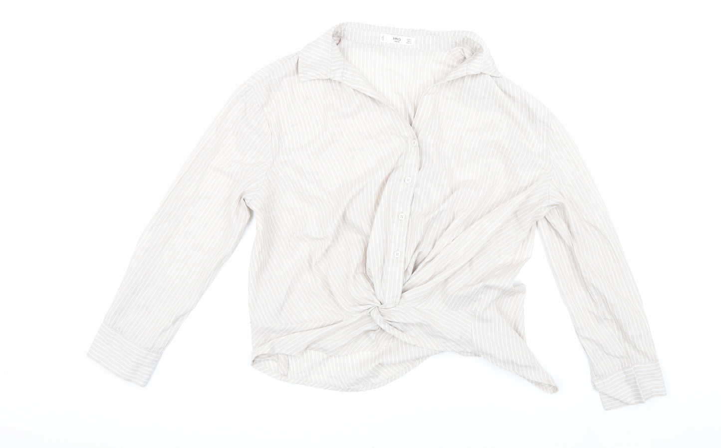 MNG Casual Women's Beige Button-Up Shirt, Size 4