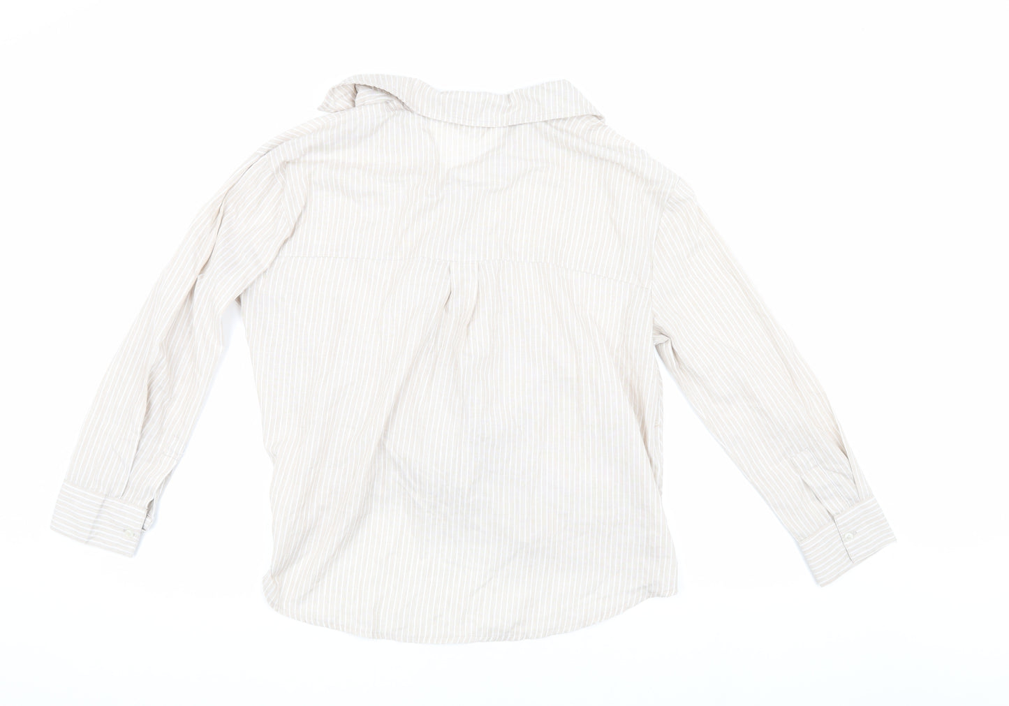 MNG Casual Women's Beige Button-Up Shirt, Size 4