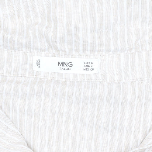 MNG Casual Women's Beige Button-Up Shirt, Size 4