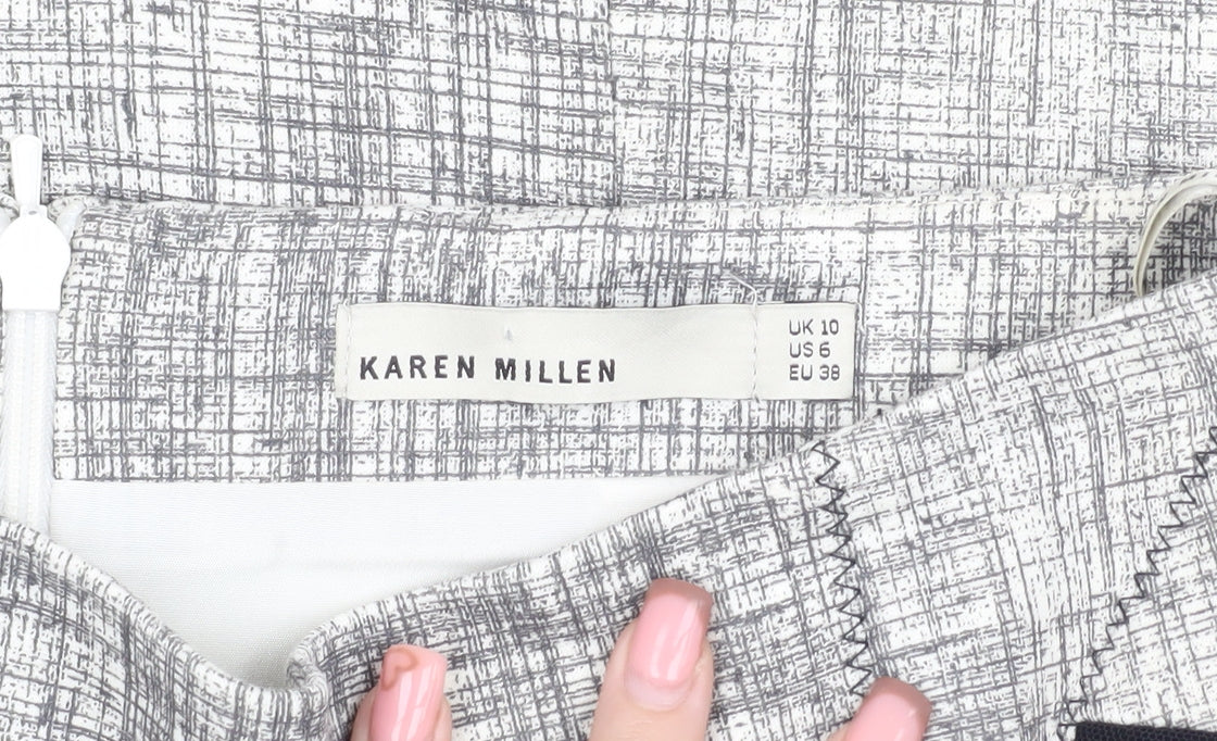 Karen Millen Women's Black Geometric Pencil Skirt Size 10