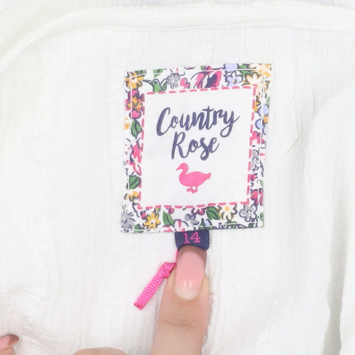 Country Rose Women's White Embroidered Blouse Size 14