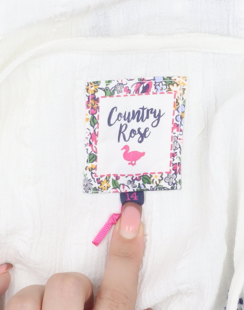 Country Rose Women's White Embroidered Blouse Size 14