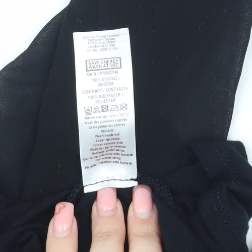 Wallis Women's Black Viscose Blouse, Size 18
