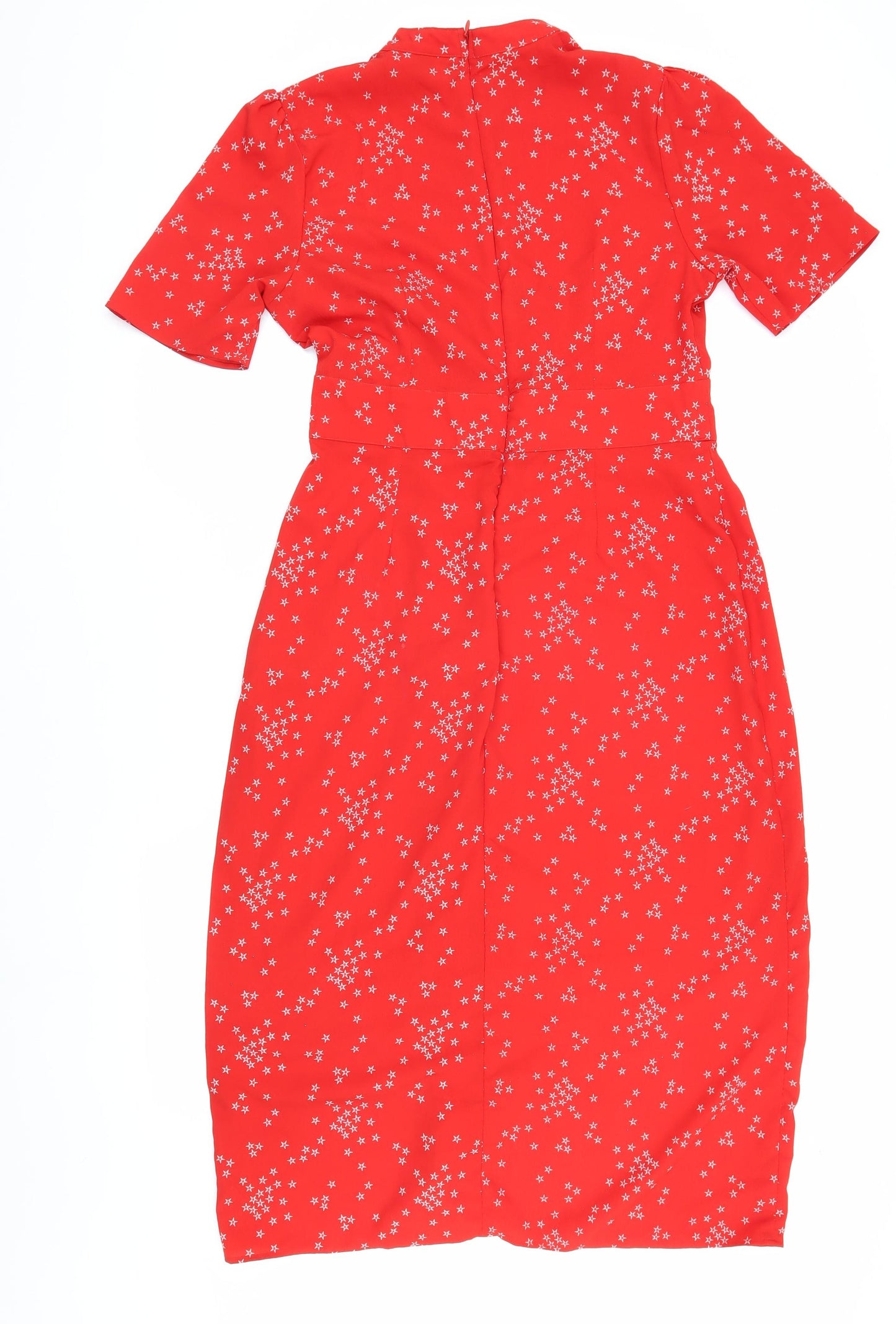 ASOS Red Midi Dress Women UK Size 12 High Neck