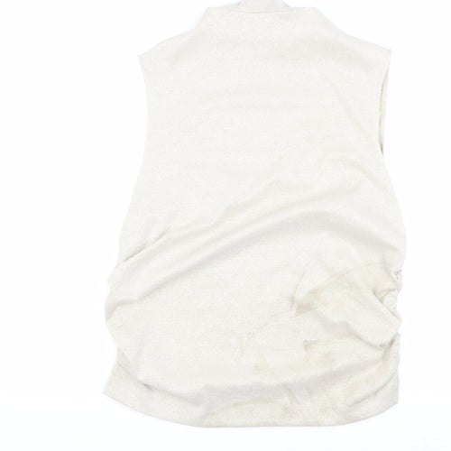 Marks and Spencer Women Beige High Neck Sleeveless Top Size 20