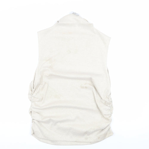 Marks and Spencer Women Beige High Neck Sleeveless Top Size 20