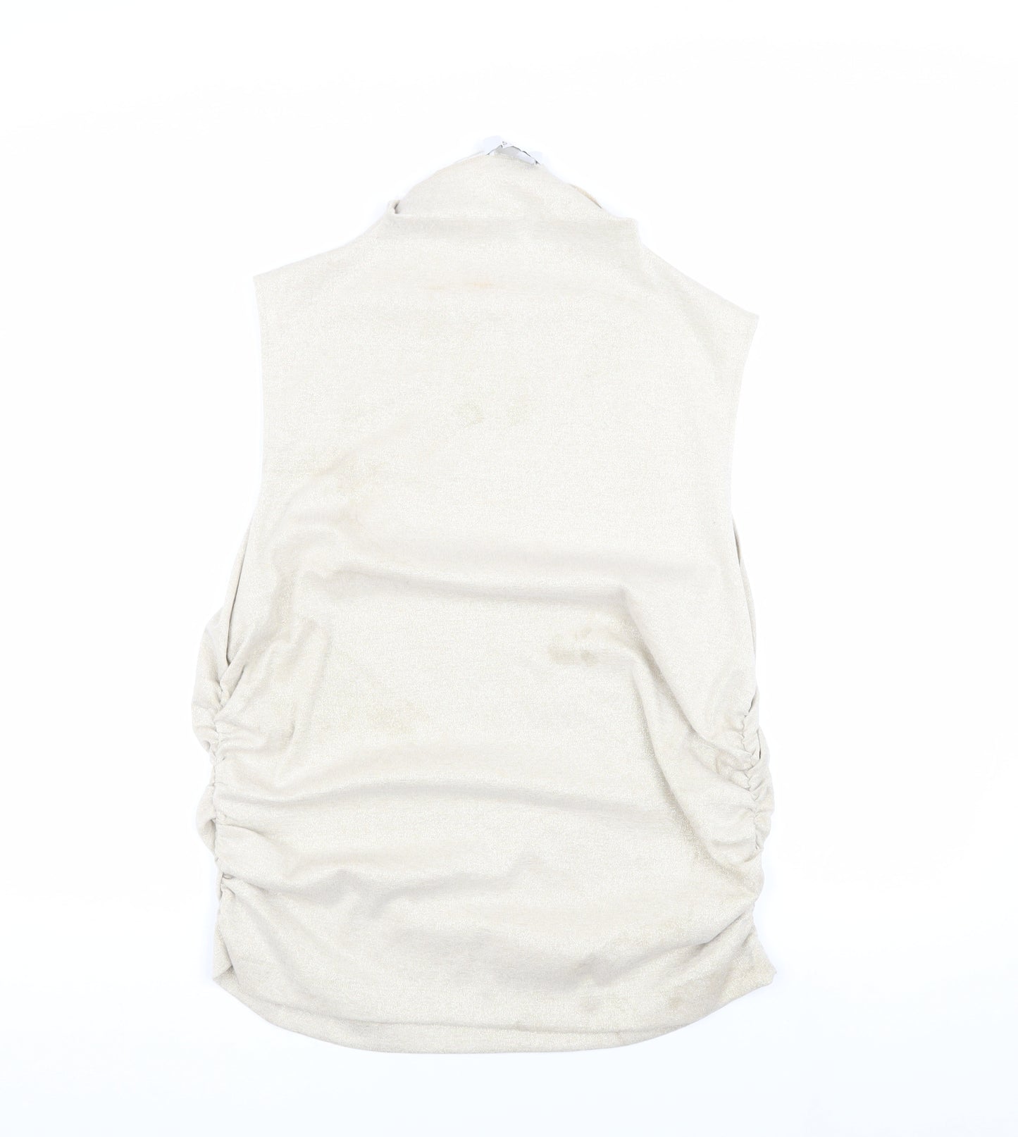 Marks and Spencer Women Beige High Neck Sleeveless Top Size 20