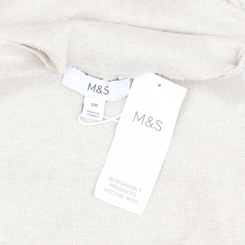 Marks and Spencer Women Beige High Neck Sleeveless Top Size 20