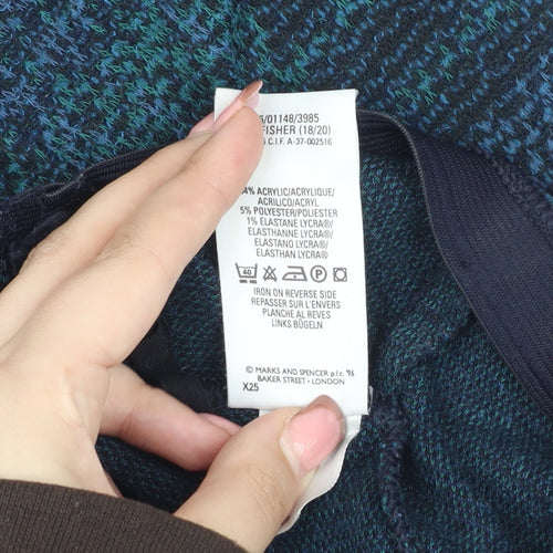 Marks and Spencer Blue Check Knee Length Skirt Size 18