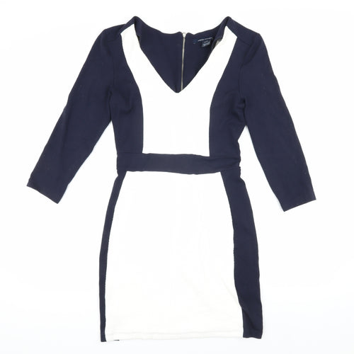 French Connection Women’s Black White Bodycon Dress Size 12