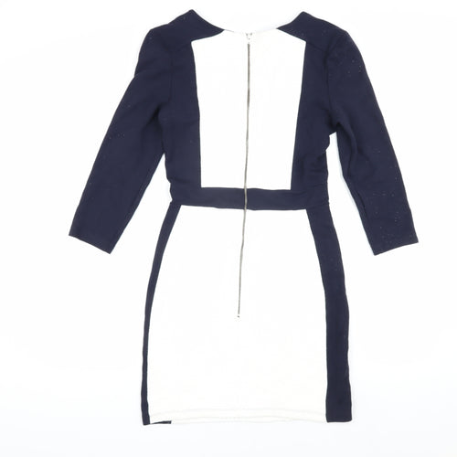 French Connection Women’s Black White Bodycon Dress Size 12