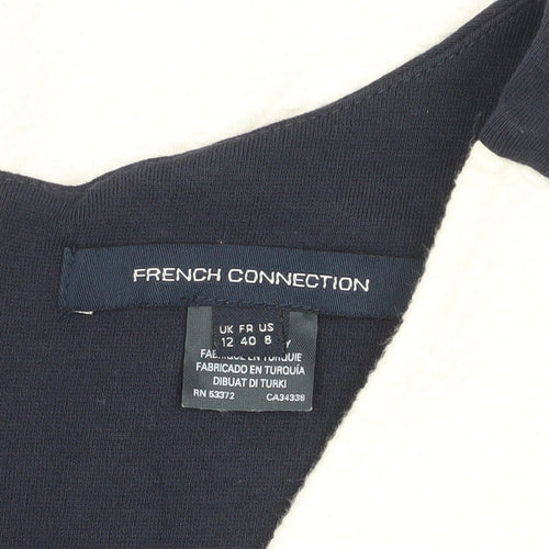 French Connection Women’s Black White Bodycon Dress Size 12