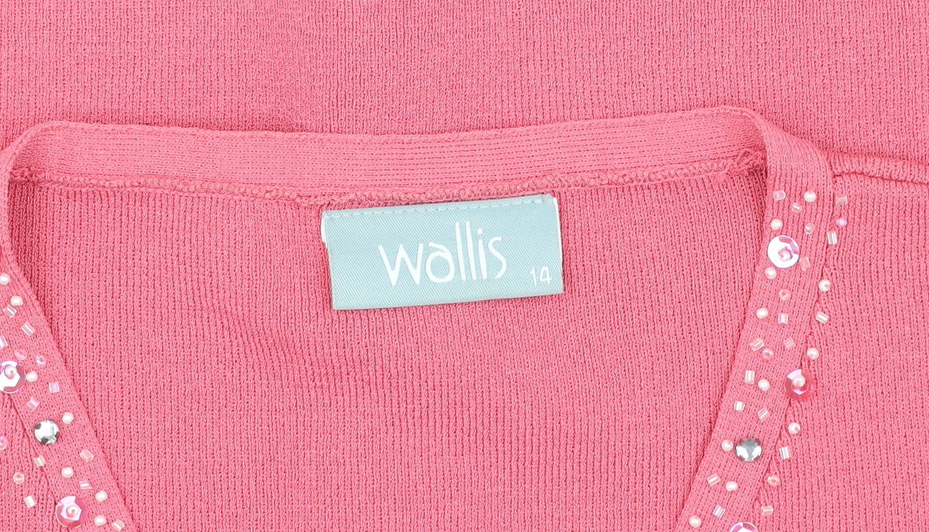 Wallis Women's Pink V-Neck Cardigan Size 14