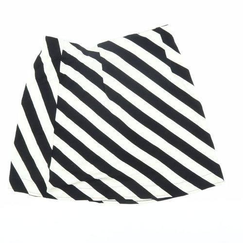 H&M Women's Black & White Striped A-Line Skirt - S