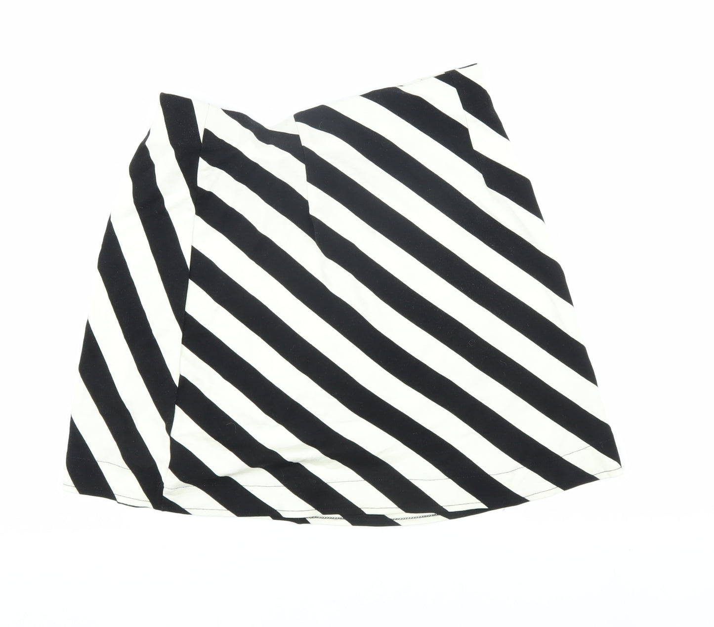 H&M Women's Black & White Striped A-Line Skirt - S