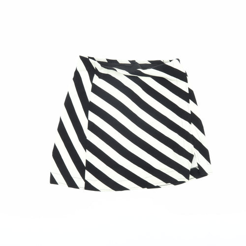 H&M Women's Black & White Striped A-Line Skirt - S