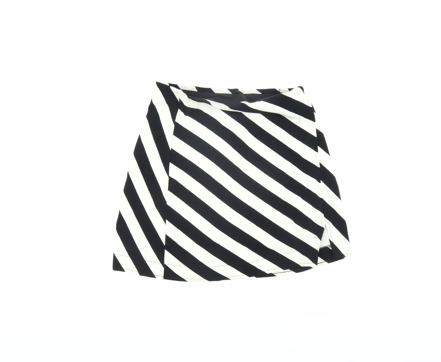 H&M Women's Black & White Striped A-Line Skirt - S