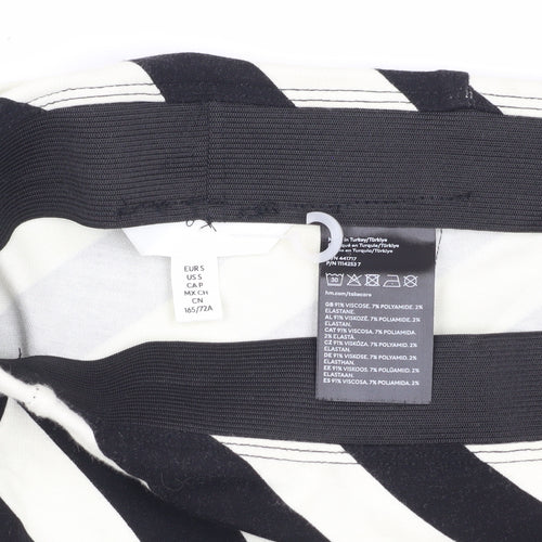 H&M Women's Black & White Striped A-Line Skirt - S