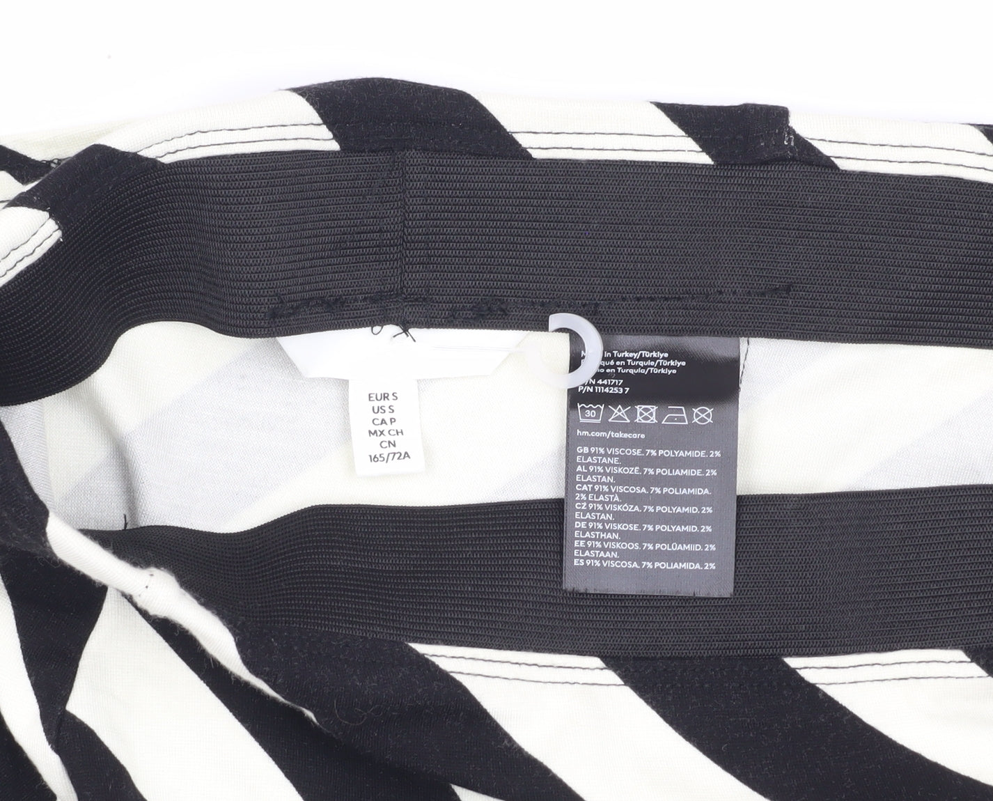 H&M Women's Black & White Striped A-Line Skirt - S