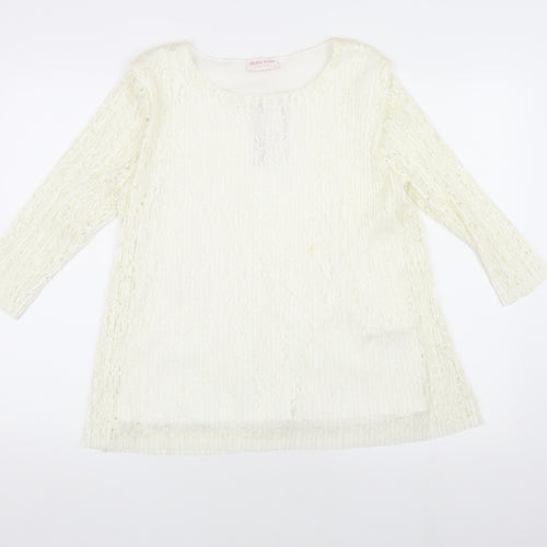 Anna Rose Women's Ivory Lace Top Medium