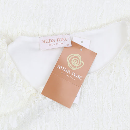 Anna Rose Women's Ivory Lace Top Medium