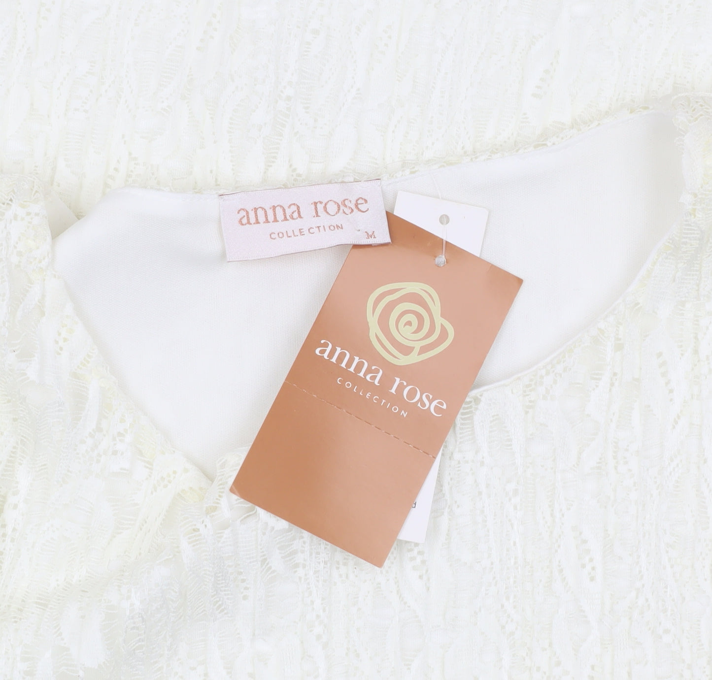 Anna Rose Women's Ivory Lace Top Medium