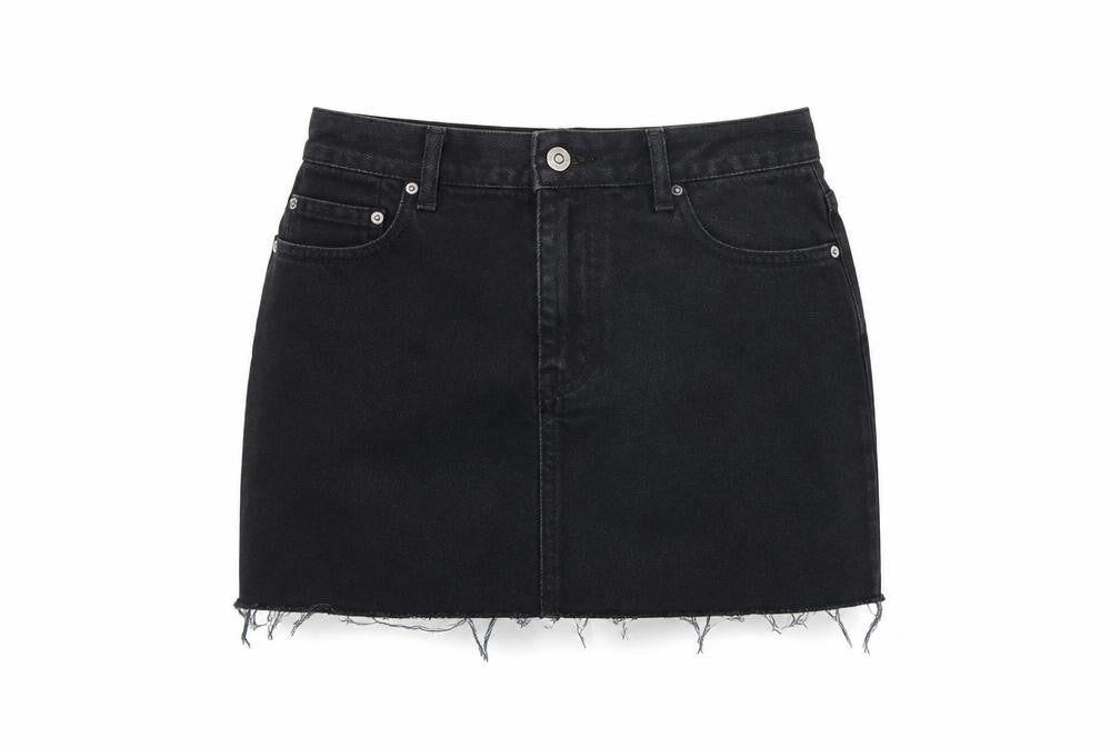 Front view of ASOS Women's Black Cotton Short Skirt, size 12