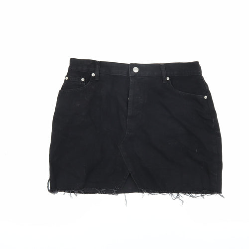 ASOS Women's Black Cotton Short Skirt, Size 12