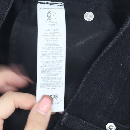 ASOS Women's Black Cotton Short Skirt, Size 12