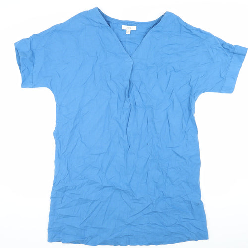 Marks and Spencer Women's Blue V-Neck Short Sleeve Top