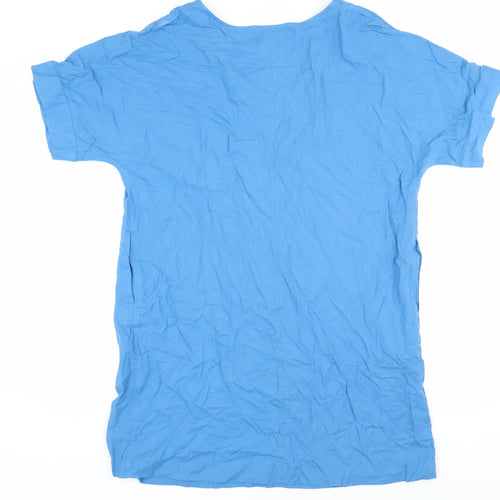 Marks and Spencer Women's Blue V-Neck Short Sleeve Top
