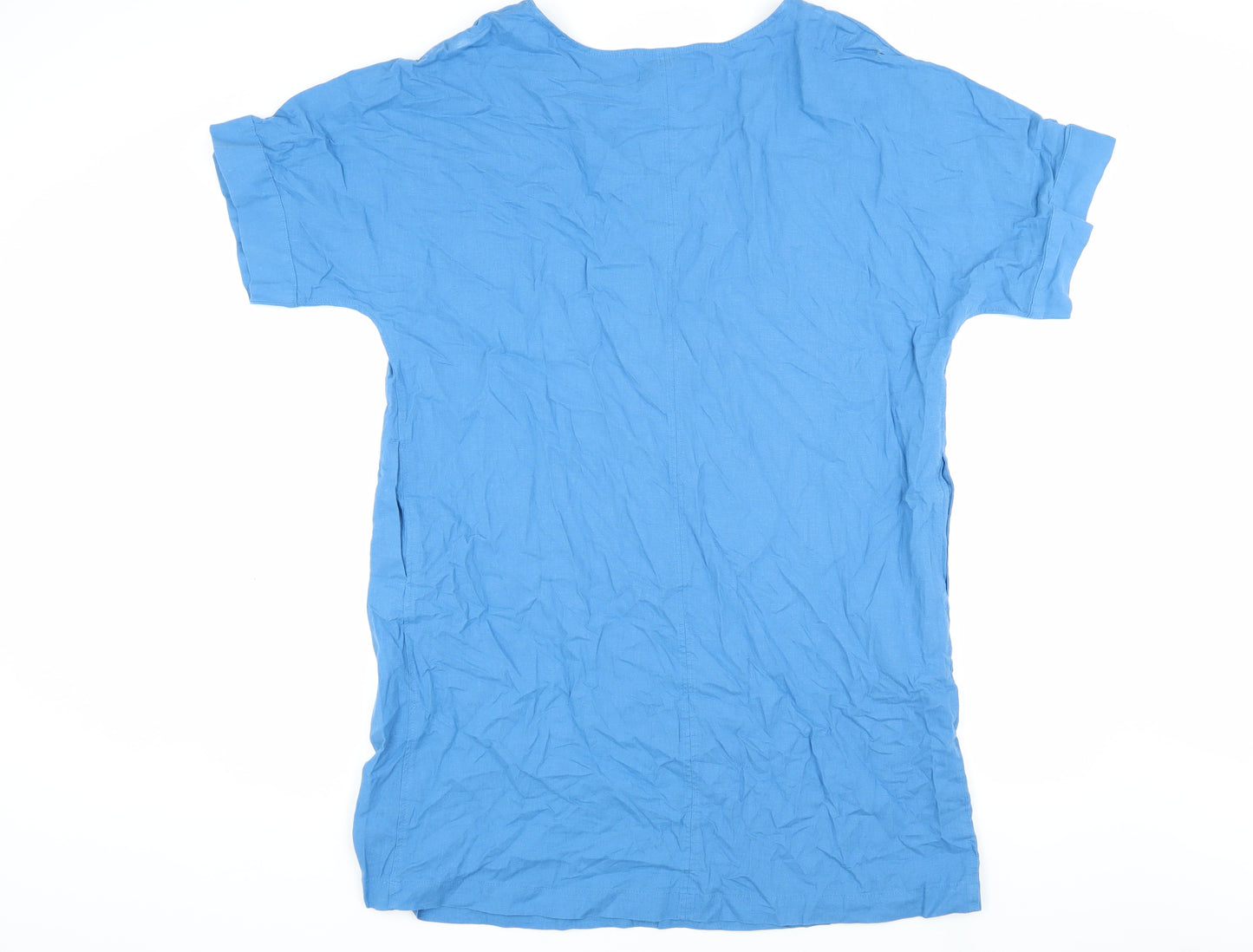 Marks and Spencer Women's Blue V-Neck Short Sleeve Top