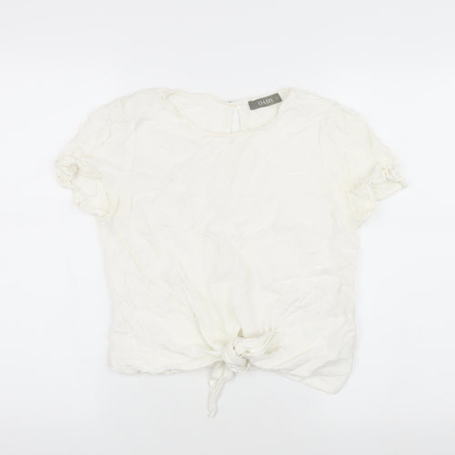 Oasis Women's White Size 12 Short Sleeve Top