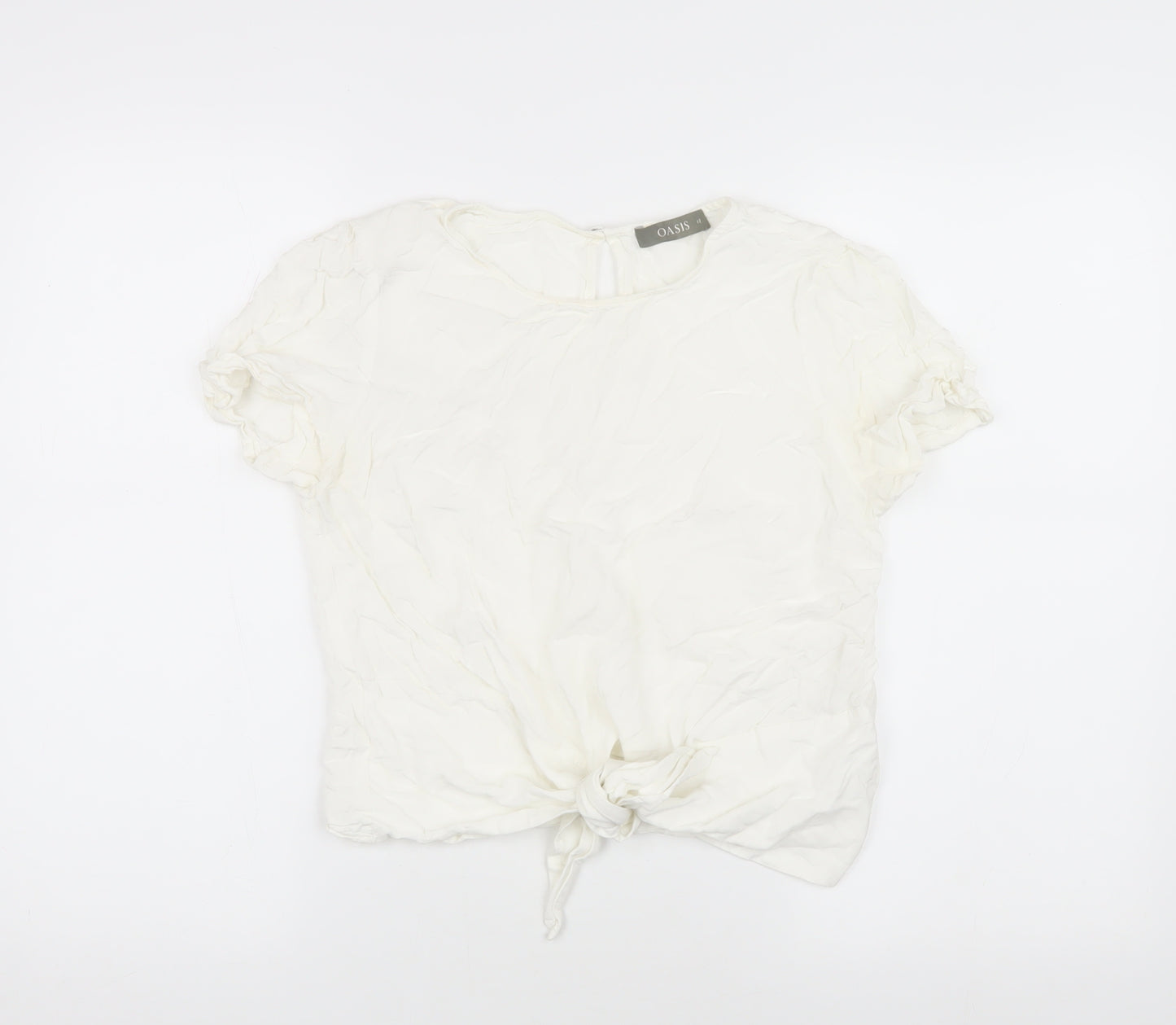 Oasis Women's White Size 12 Short Sleeve Top