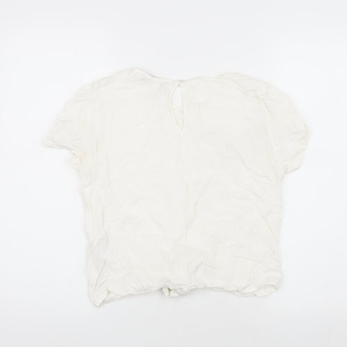 Oasis Women's White Size 12 Short Sleeve Top